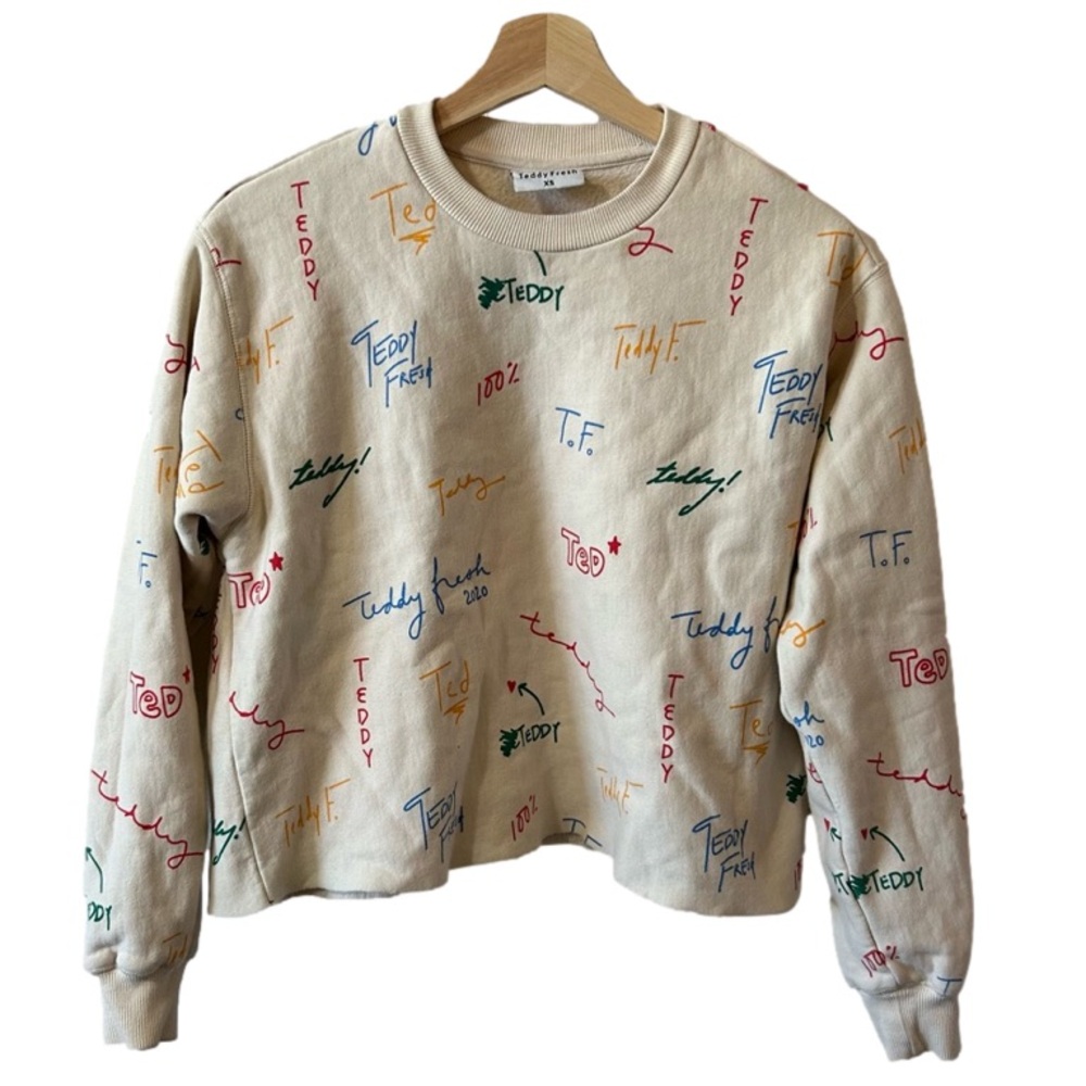 TEDDY FRESH Graphic Font‎ Cropped Crewneck Sweatshirt